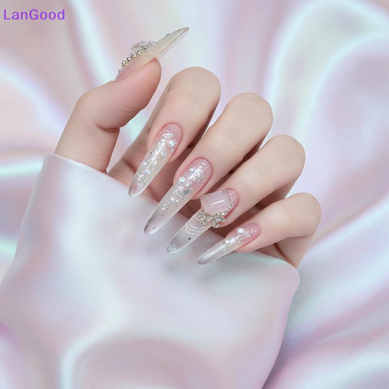 LanGood Flocos De Glitter Para Unhas , 1 Caixa , Design De Concha Ultrafina Com Mini Pérolas Manicure DIY , Suprimentos