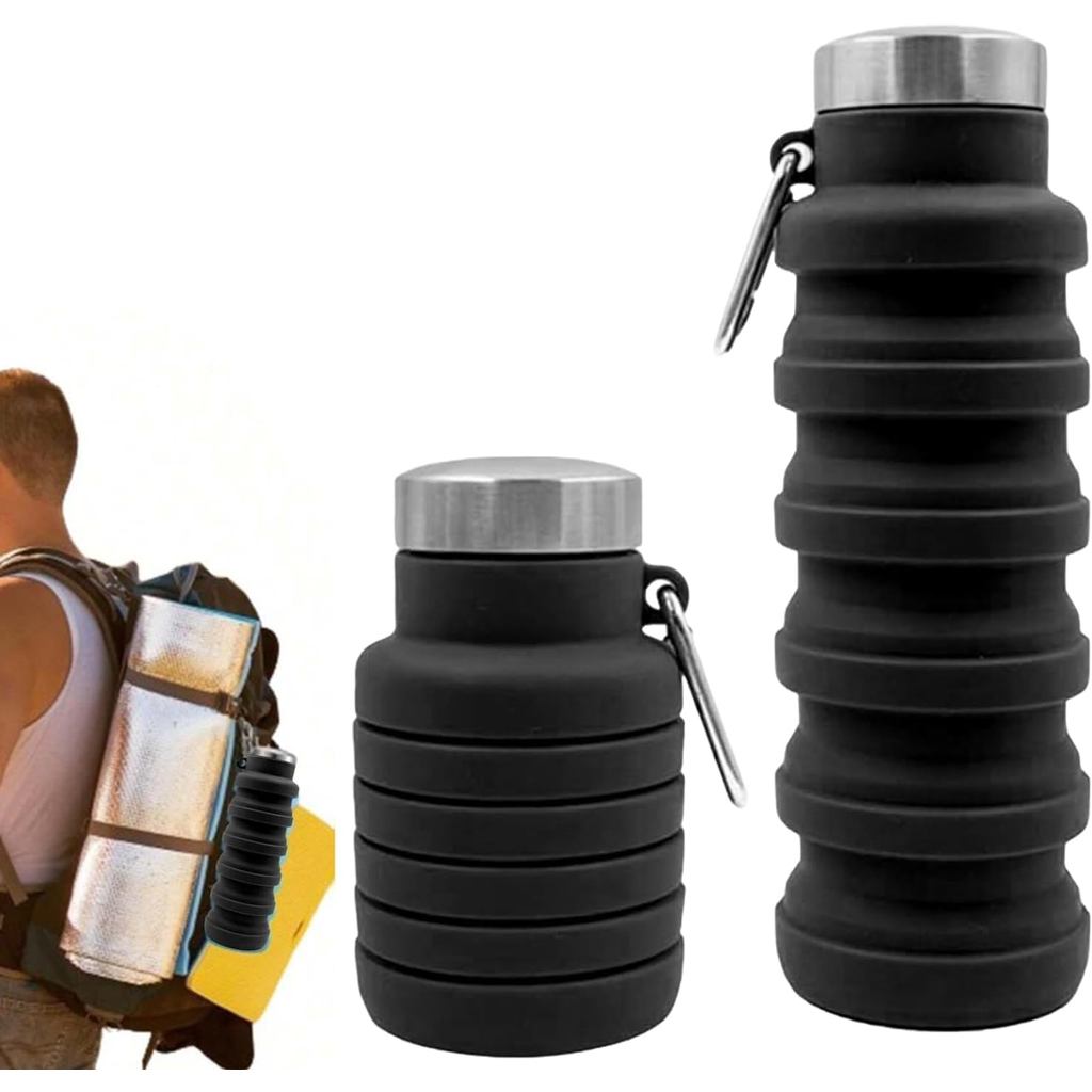 Garrafa de Água Colapsável de 500ml para Viagens e Atividades ao Ar Livre