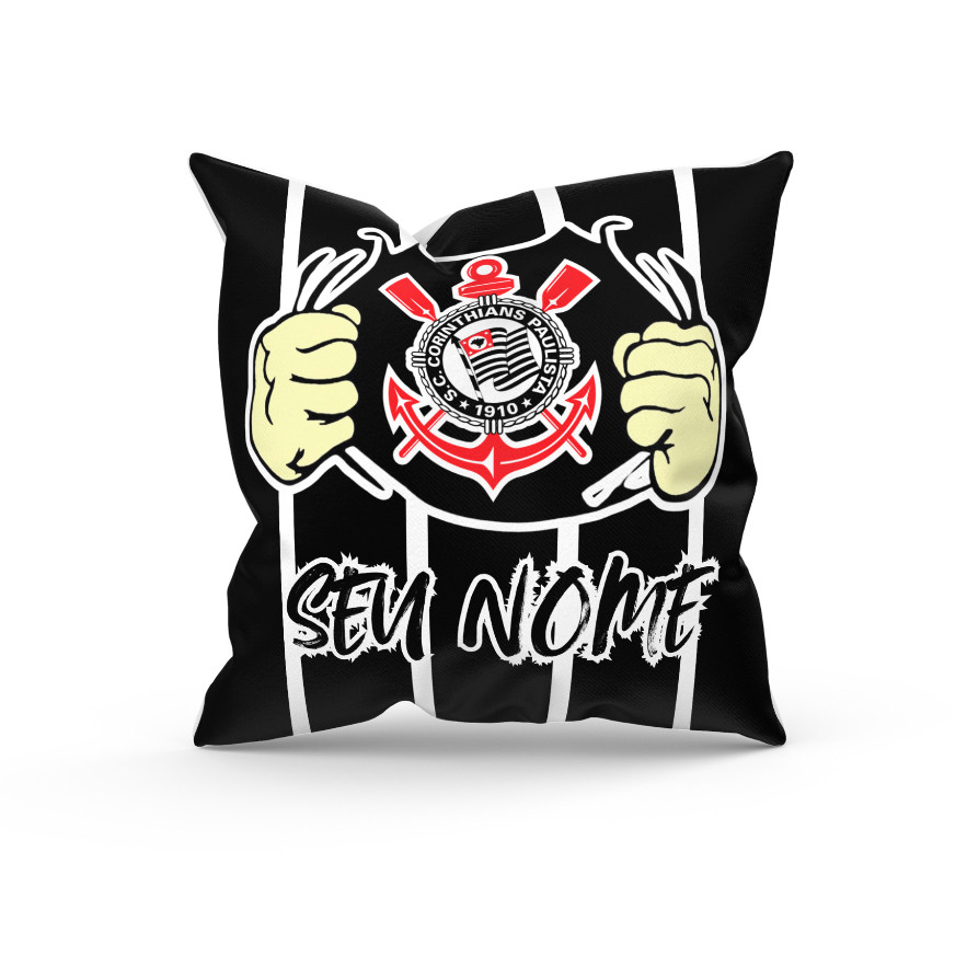 Almofada Personalizada Com Nome Time Corinthians Enchimento em Micro Fibra 100% Siliconada - Antialérgica (Bem Fofinha)