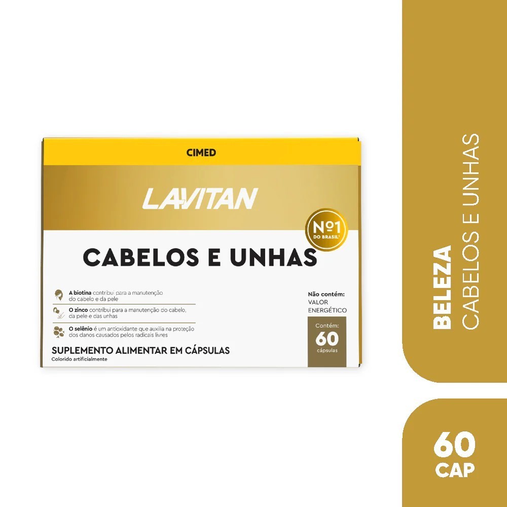 Lavitan Hair Cabelos E Unhas Suplemento Com Biotina 60 Cápsulas - Cimed