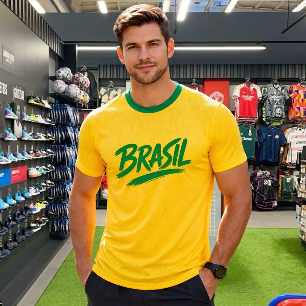 Camiseta Dry Fit Camisa Do Brasil Copa Do Mundo Futebol