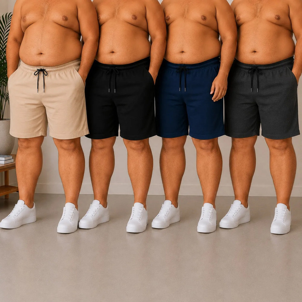 Kit 4 Shorts Masculina Tactel Elastano Plus Size C 3 Bolsos