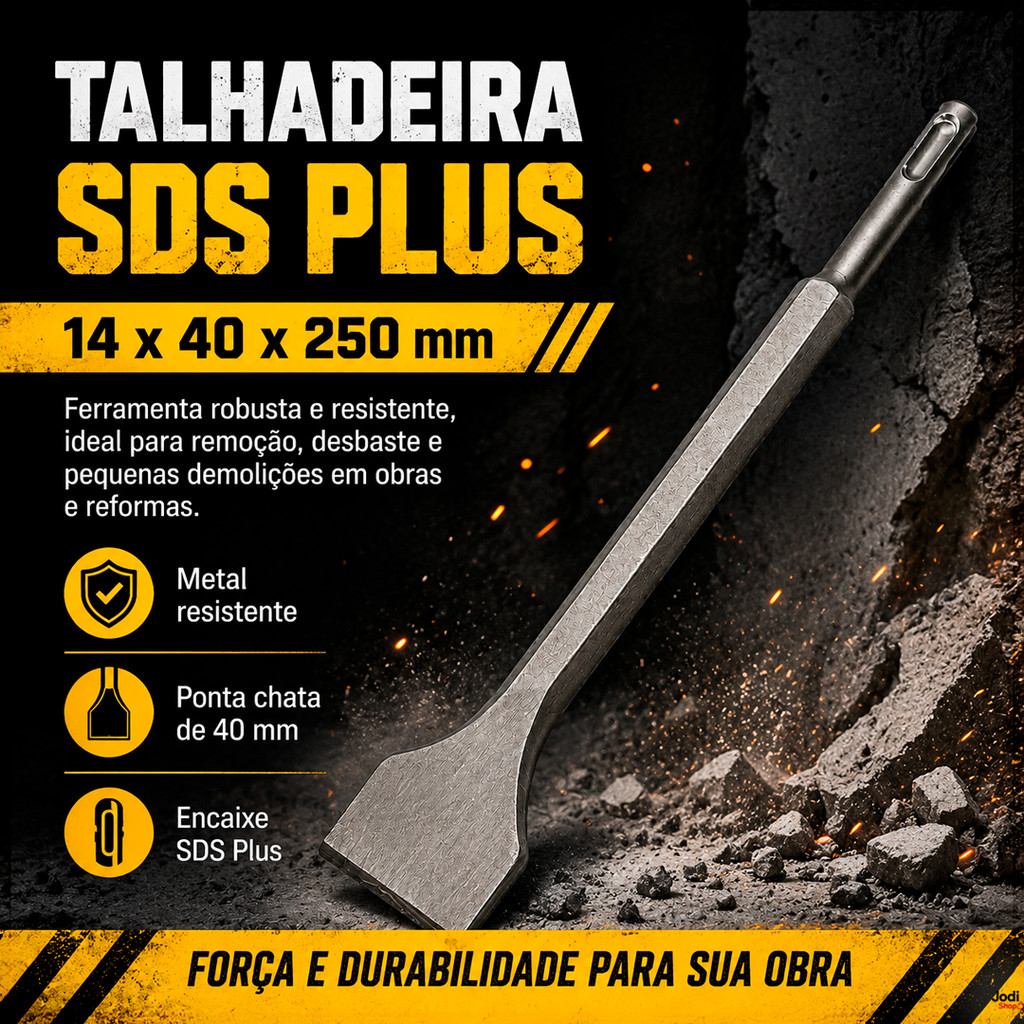 Talhadeira SDS Plus 250 x 15 x 40 mm para Martelete em Obras e Reformas