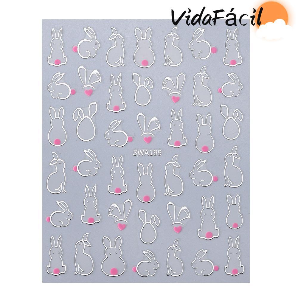 Adesivos Perfumados Do Prego Coelho Da Páscoa , Decalques Bonitos Arte Das Orelhas Design Dos Desenhos Animados , Oco