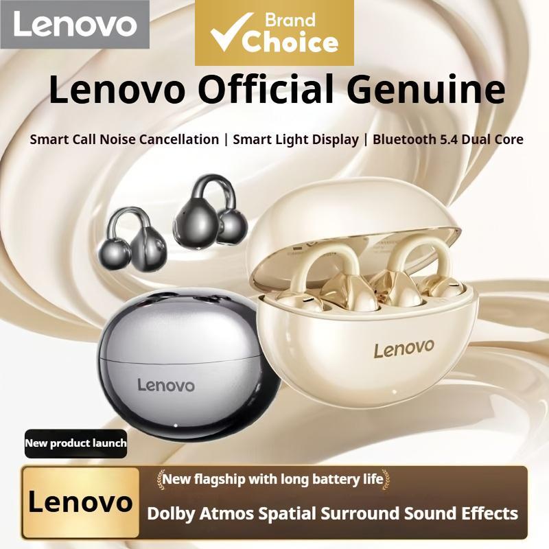 Fones de Ouvido Bluetooth Lenovo Open-Ear Clip Earbuds 5.4 4-Mic Cancelamento de Ruído Dolby Atmos Som Espacial 24H de