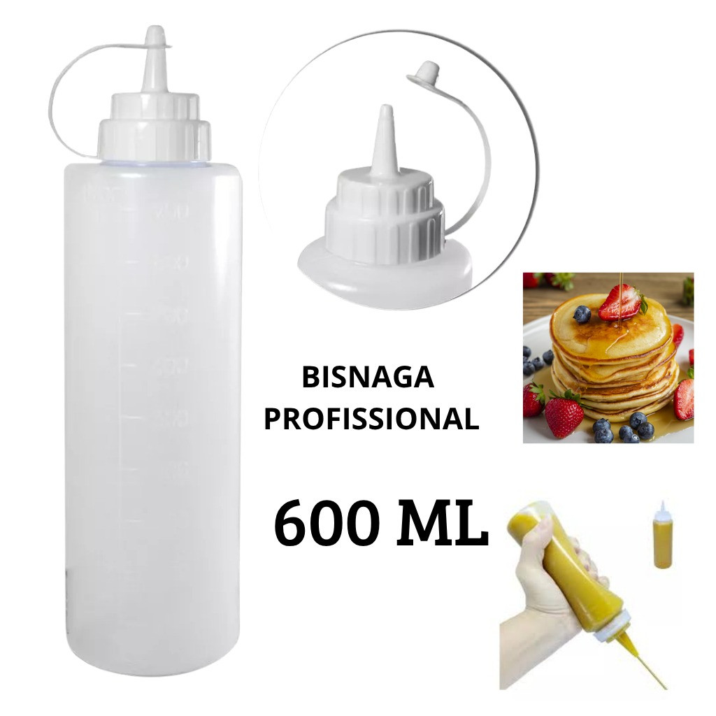 BISNAGA PARA MOLHO FLEXÍVEL 600ML KETCHUP MOSTARDA MAIONESE CREPE CONFEITÁRIA PANQUECAS LANCHONETE