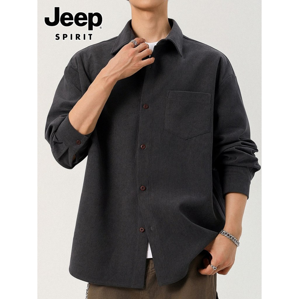 Jeep veludo camisa de manga comprida masculina outono 2026 novo estilo americano Retro Casual All-Match camisa jaqueta m