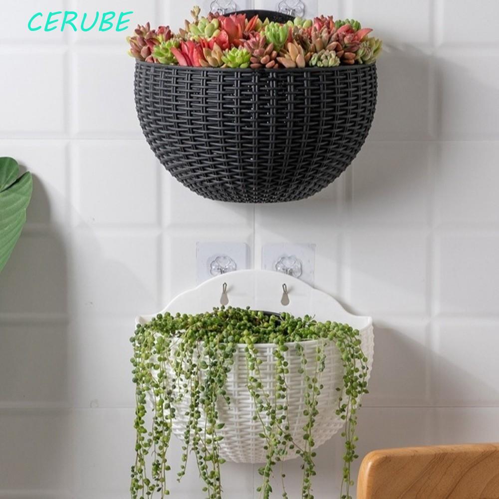 Cesta De Suspensão De Parede CERUBE , Vaso De Flores Suspenso De Tecelagem De Vime De Plástico Resistente Ao Desgaste ,