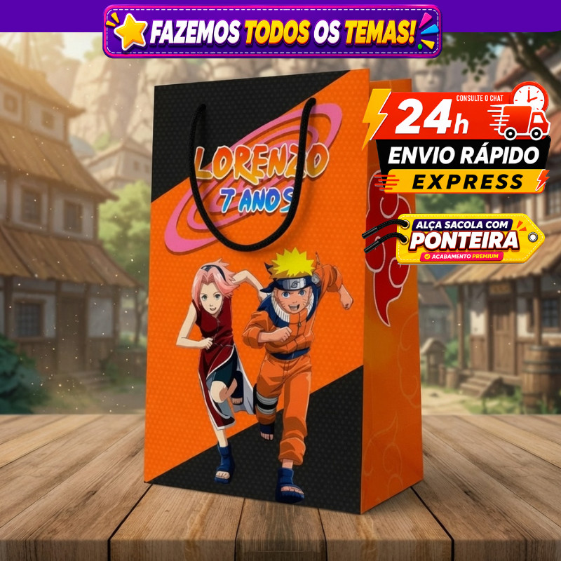 🛍️ Sacolinhas Personalizada Naruto Surpresa Lembrancinha de Aniversário Envio Rápido