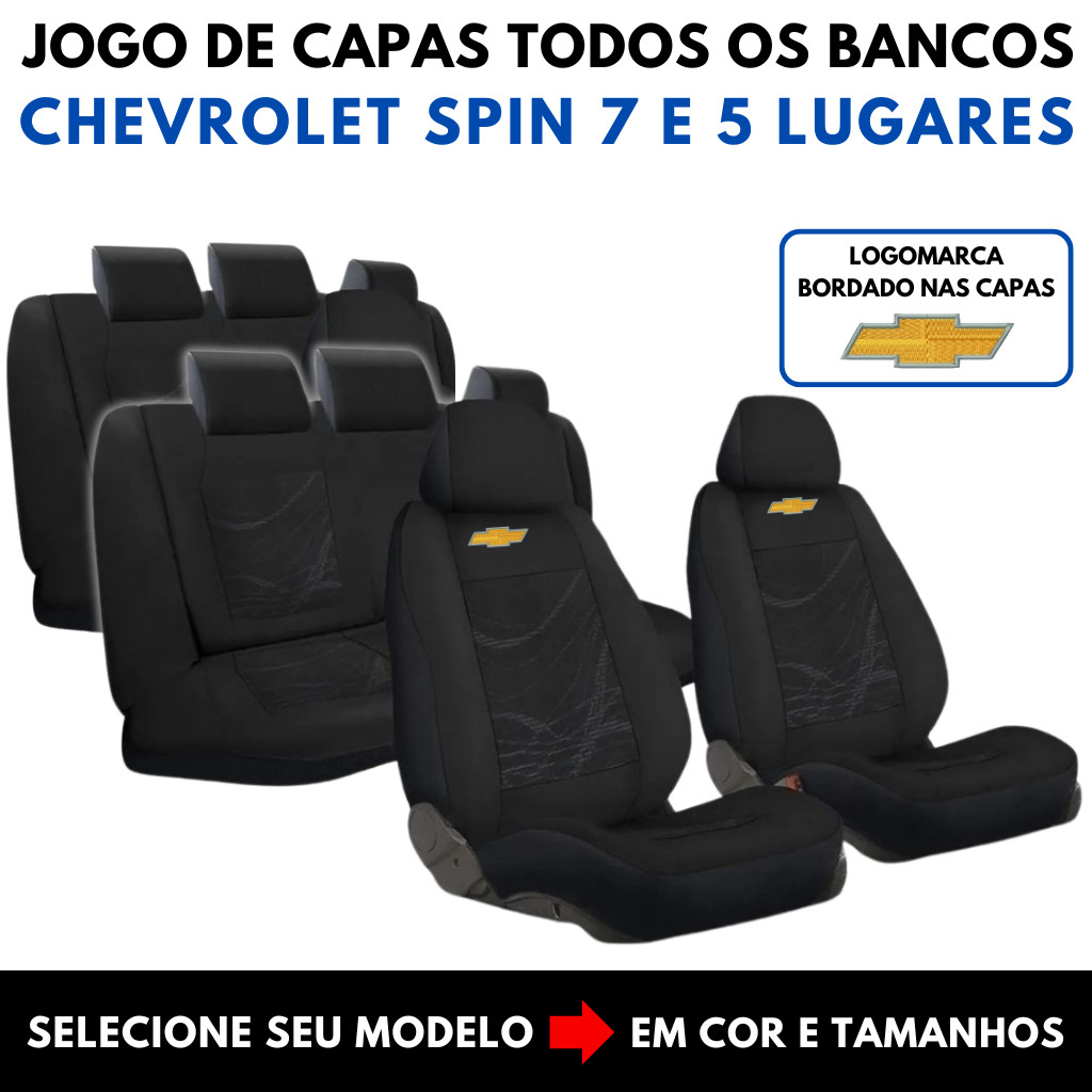 Capa De Proteção Dos Bancos Chevrolet Spin Tecido Grosso, Modelos Zafira 7 Lugares, Spin 7 Lugares GM Universal Gm