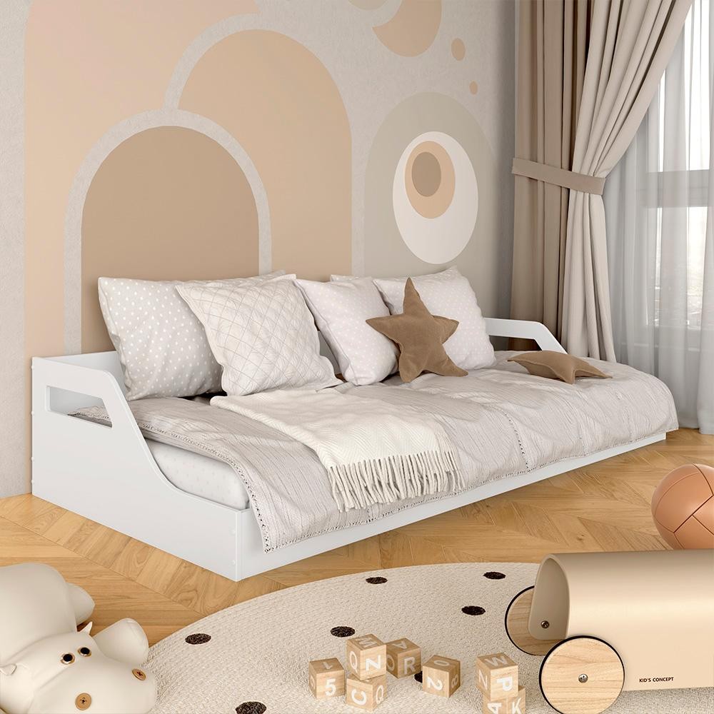 Cama Infantil Montessoriana Com Cantos Arredondados Nami Branco - M.a em Oferta na Shopee