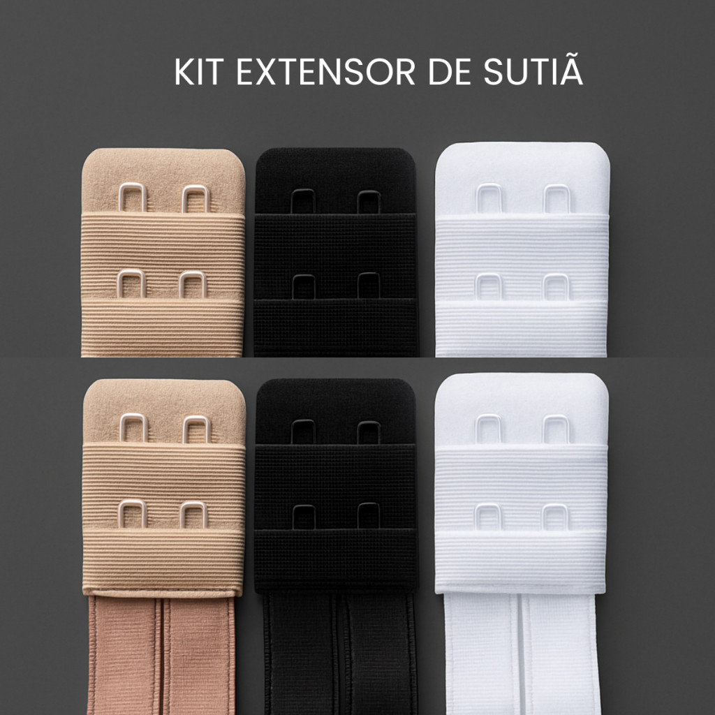 KIT Extensor de Sutiã 3 unidades  Regulagem Dupla Confortável Feminino C/ Elastico Premium Plus Size
