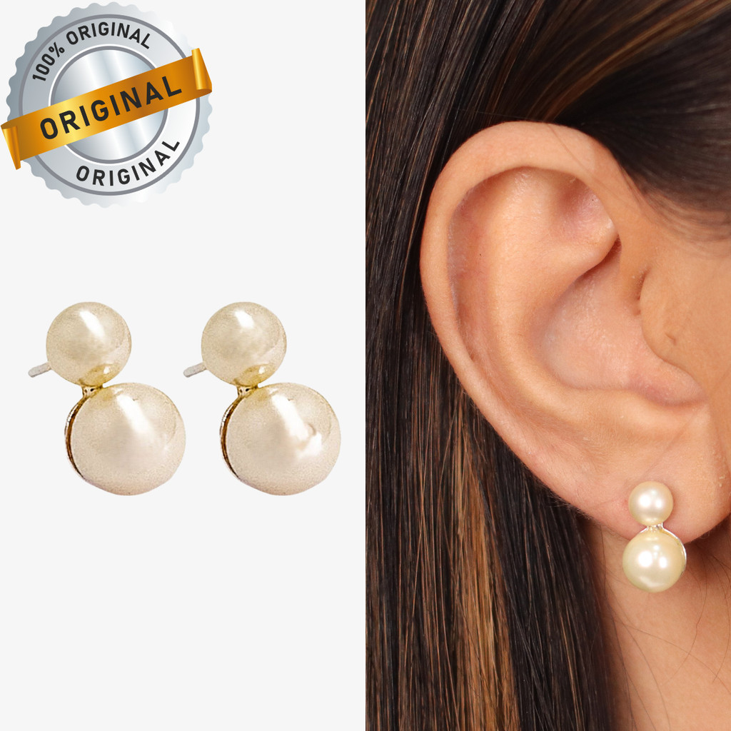 Brinco Prata Pérola Creme 06 x 08 mm Prata 925