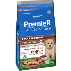 Ração PremieR Seleção Natural raças pequenas cachorros filhotes frango com batata doce 1,0kg