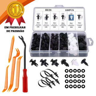 Kit 100 pcs (130pcs) Presilha Grampo Automotivo Rebite Parabarro Parachoque Universal Chave E Espátula Extração em Oferta na Shopee