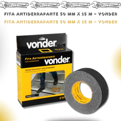 Fita Antiderrapante 50 mmx15m Pisos Degraus Rampas Escadas Skates Vonder