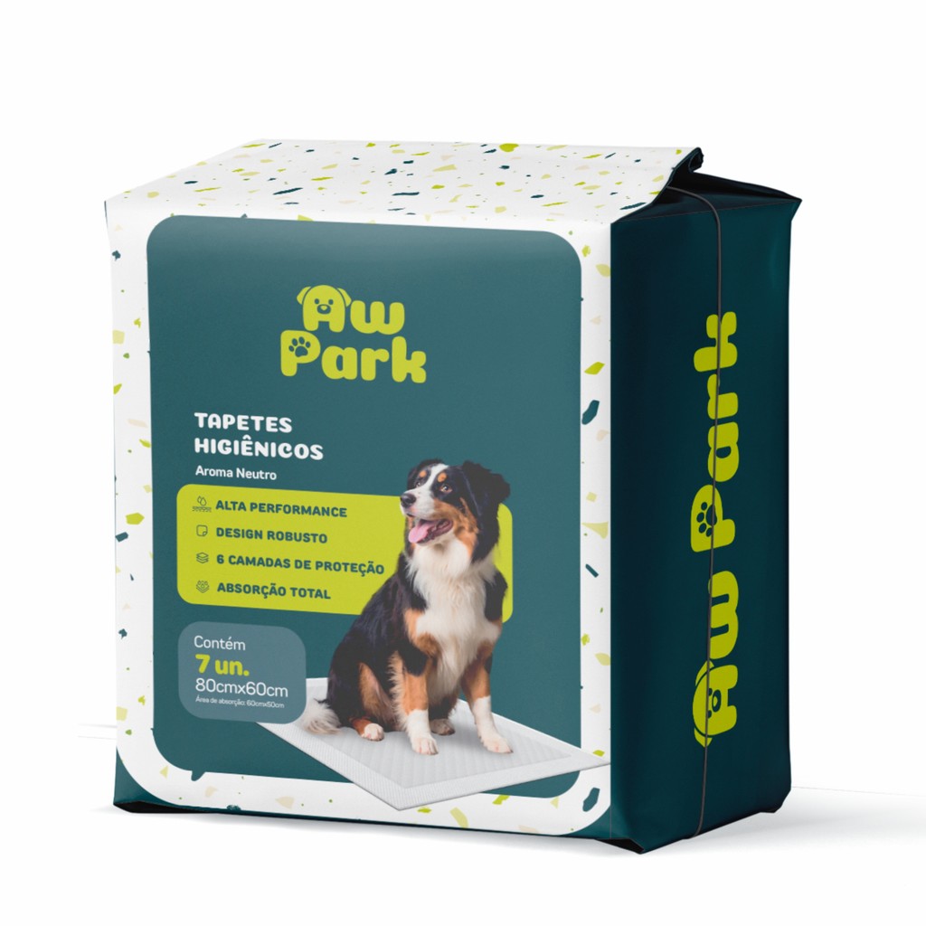 Tapete Higiênico AW Park Neutro 80x60 – 7 Unidades para Cães e Filhotes