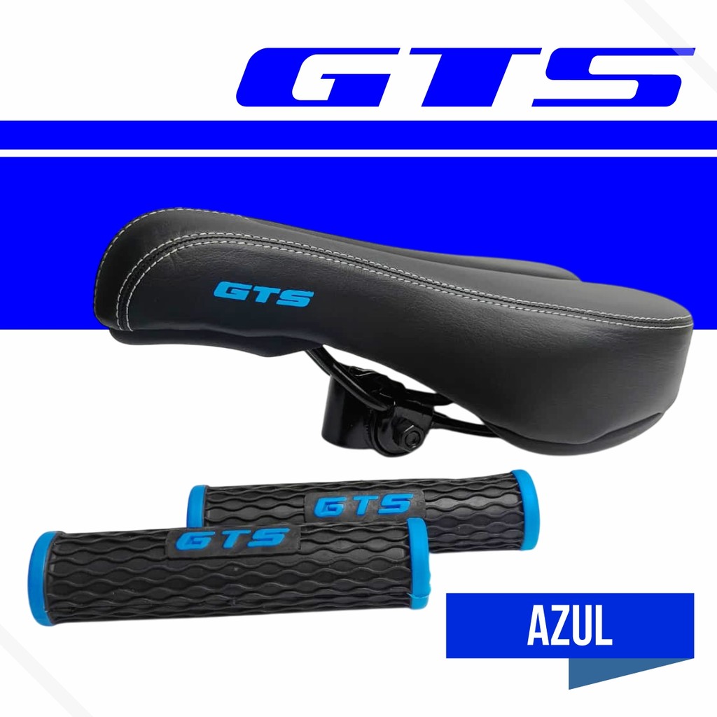 Kit Banco Selim Bike Bicicleta MTB Vazado Confortável Couro GTS + Manopla GTS