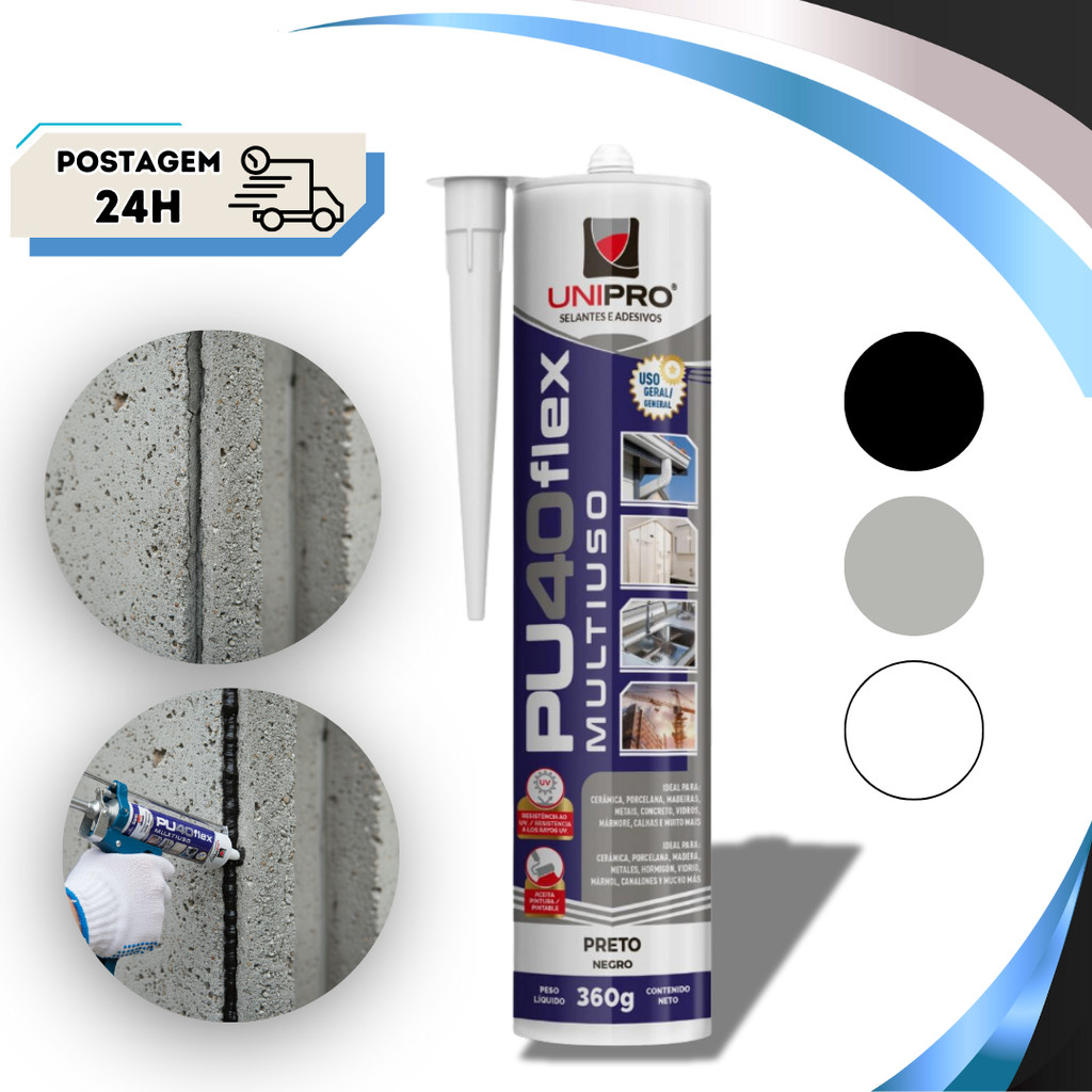 Adesivo Cola Fixa Cuba Pu 40 Inox Mármores Granitos Vedação - Branco/Cinza/Preto em Oferta na Shopee