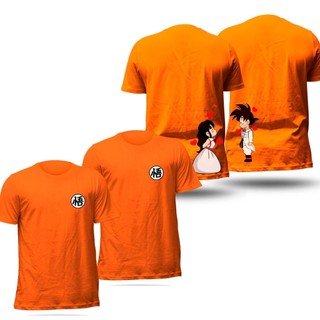 Kit Casal Camiseta Unissex Goku e Chichi 100% algodão fio 30.01 Trendbox Mania