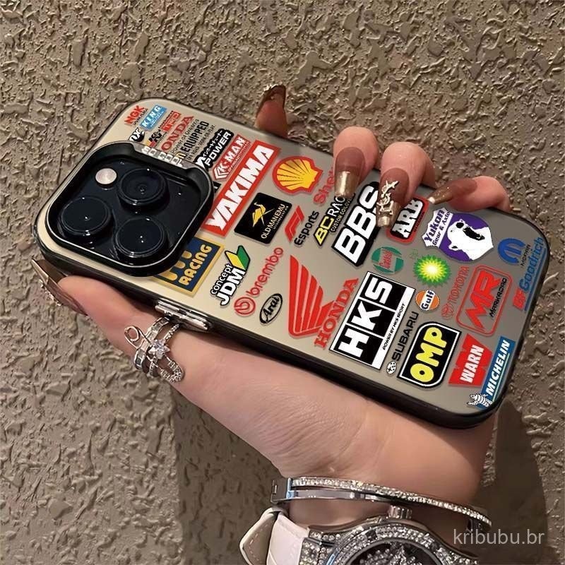 Capa de Telefone Personalizada de Camada Dupla com Ícones de Marca da Moda em Tela Cheia, Compatível com iPhone XR 14 Pr