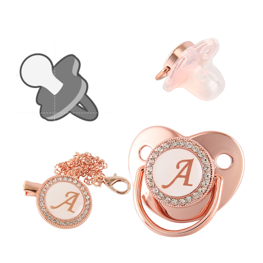 Chupeta De Bebê Com Bico Redondo De 26 Letras Clipe De Corrente