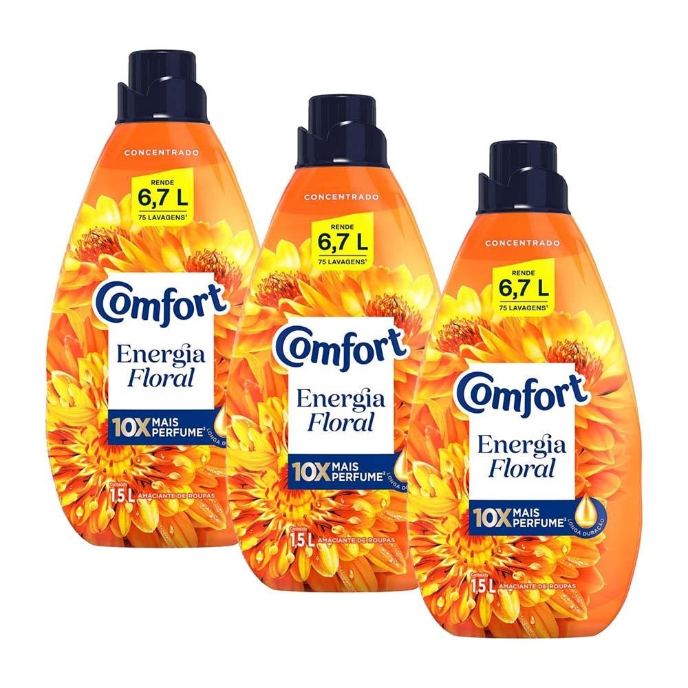 Kit 3 Amaciantes Concentrados Comfort Hydra Sérum 1.5L cada em Oferta na Shopee