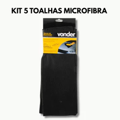 5 Toalhas Microfibra Automotiva 30x40 Preta Vonder