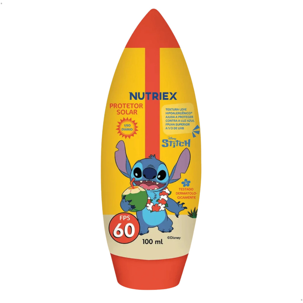 Protetor Solar FPS 60 Lilo Stitch Infantil Kids Nutriex 100ml Proteção contra UV Bloqueador