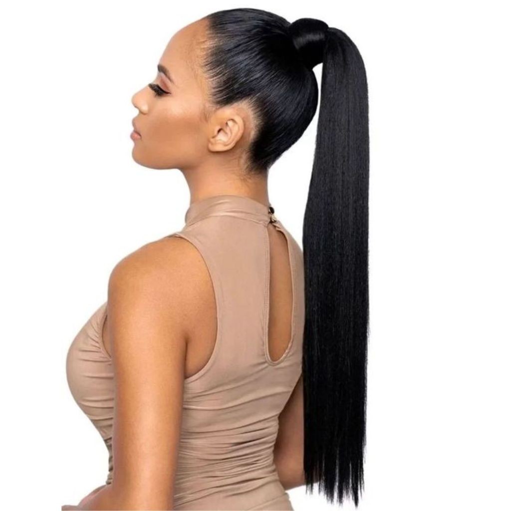 Rabo de cavalo liso bio fibra 75cm extenção de cabelo liso 170G aspecto natural -  RABO LISO