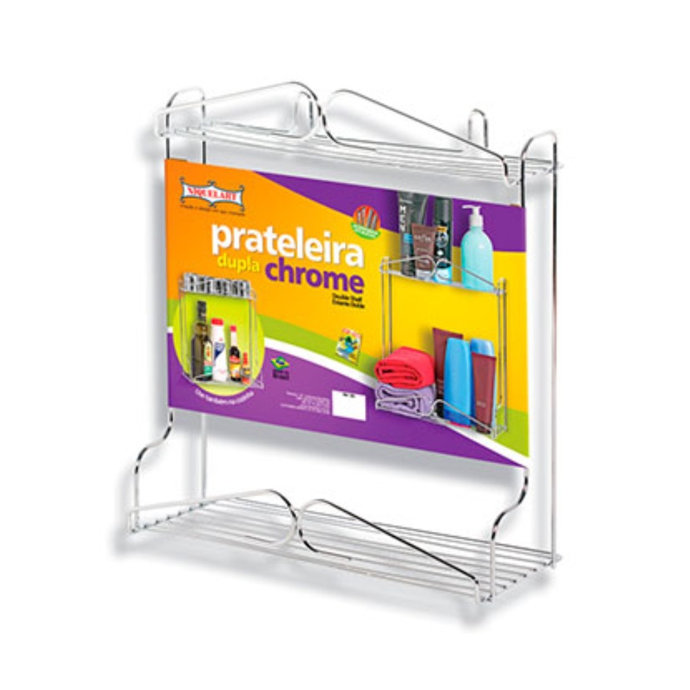 Prateleira Dupla Chrome Niquelart 29X33x13cm Cromado 123