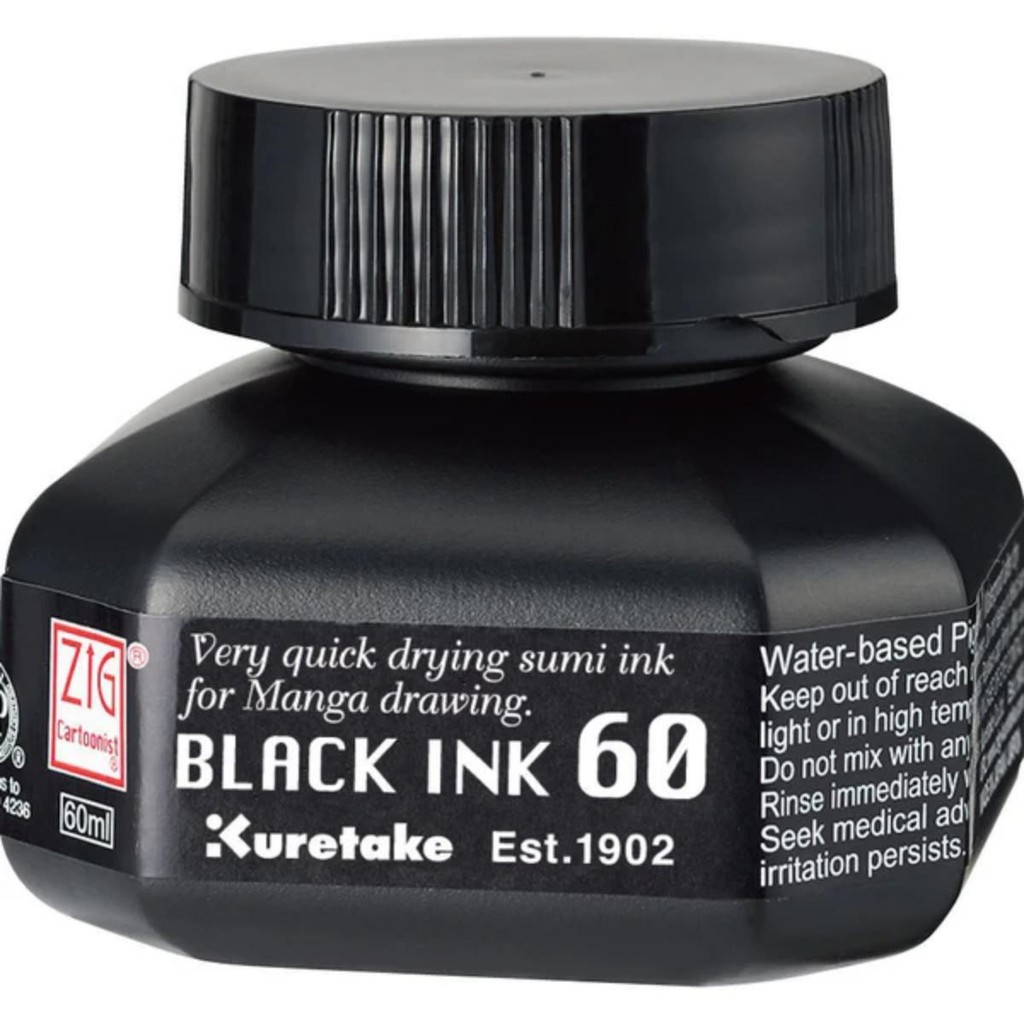 Tinta Nanquim Kuretake Cartoonist Black Ink - 60ml