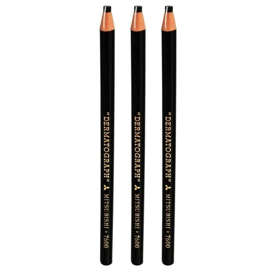 3 Lápis Dermatográfico Mitsubishi 7600 Preto