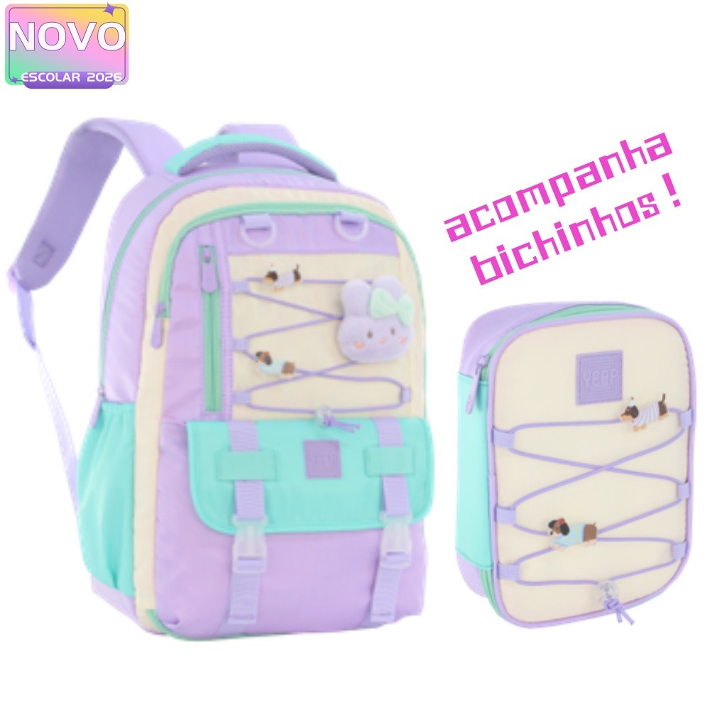 Kit Mochila Feminina Juvenil Pins Removíveis E Bichinho Acompanhante Escolar Juvenil Com  Estojo em Oferta na Shopee