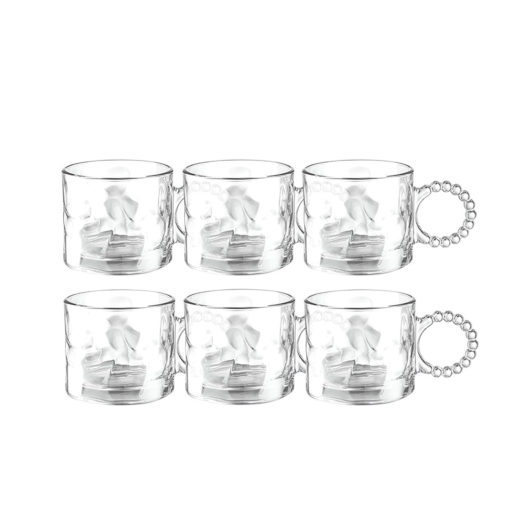 Jogo 6 Caneca Xícara 300ml Vidro Chocolate Quente Cozinha Padaria Transparente Café Chá Suco Água