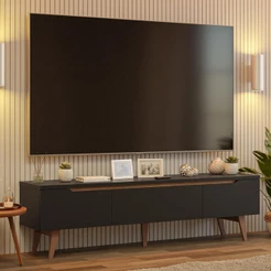 Rack para TV até 80 Polegadas 180cm 2 Portas 1 Gaveta Preto/Rustic Doha Madesa