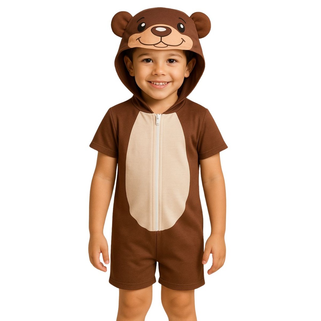 Pijama Infantil Macacão Kigurumi Fantasia Urso Curto em Oferta na Shopee