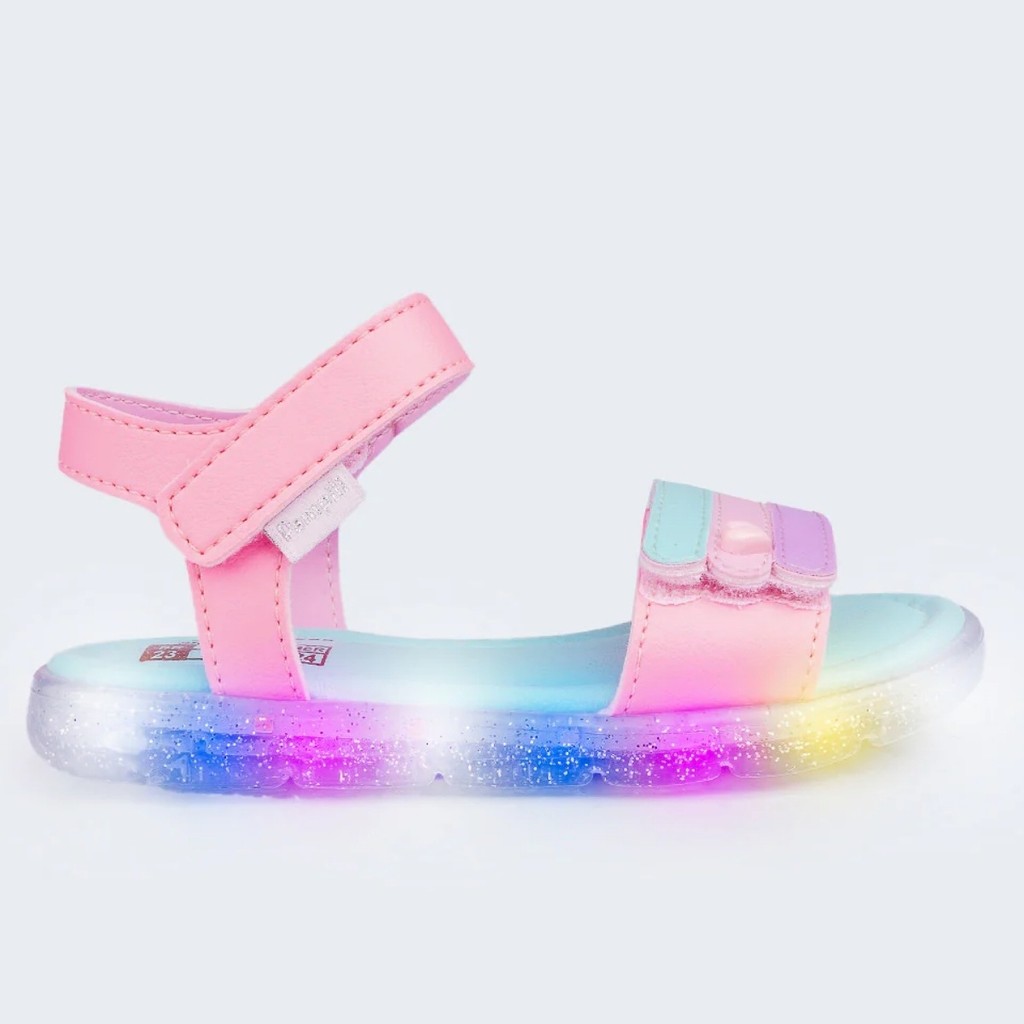 Sandália de Led Infantil Pampili Lulli Led 697.060 Coração Perolado
