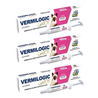 Kit 3 Vermífugo Vermilogic Para Gatos Mon Ami 5 gr em Oferta na Shopee