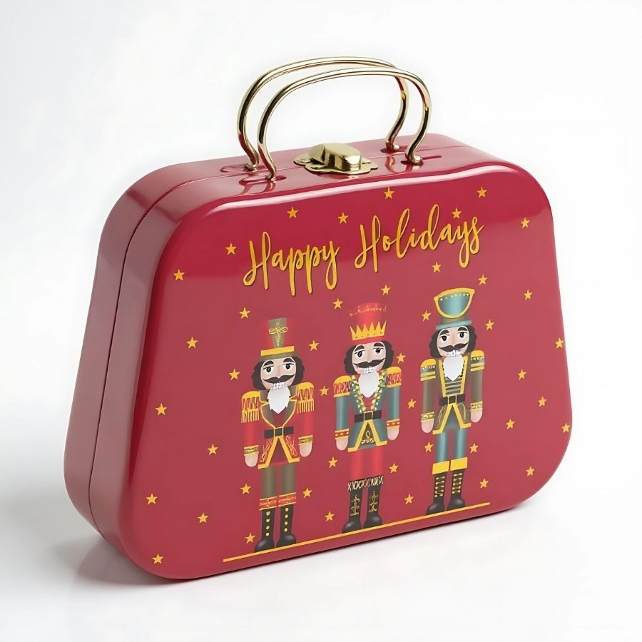 Lata De Metal de Natal com Alça -  Soldado Quebra Nozes - 18,5x20x6cm - 1 unidades - Cromus - Rizzo