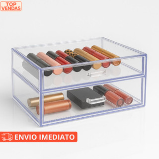 Organizador de Maquiagem Acrílico Porta Algodão Gaveta Organizadora Para Cosméticos