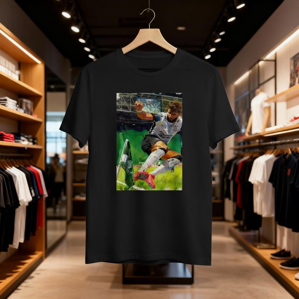 Camisa Fiel Fan Corinthians - Preto e Branco Chute Comemoração Yuri | Premium 100% Algodão 30.1