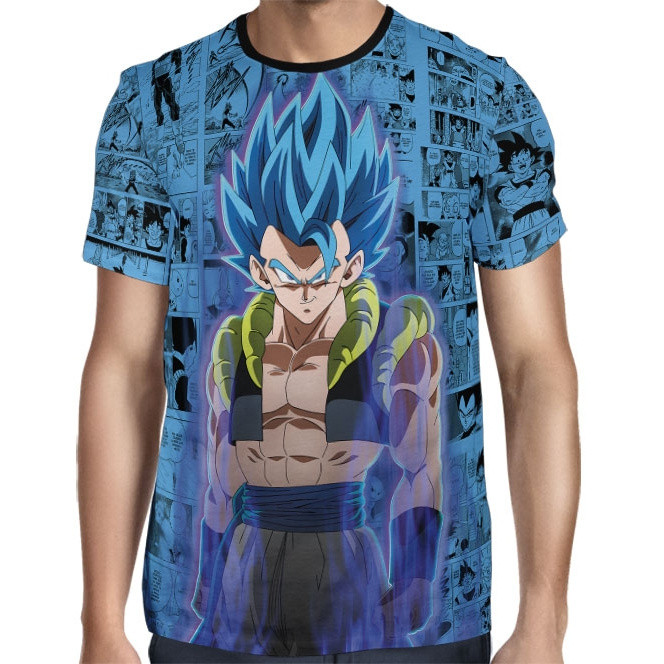 Camisa Full Print Blue Mangá Gogeta - Dragon Ball Super Broly