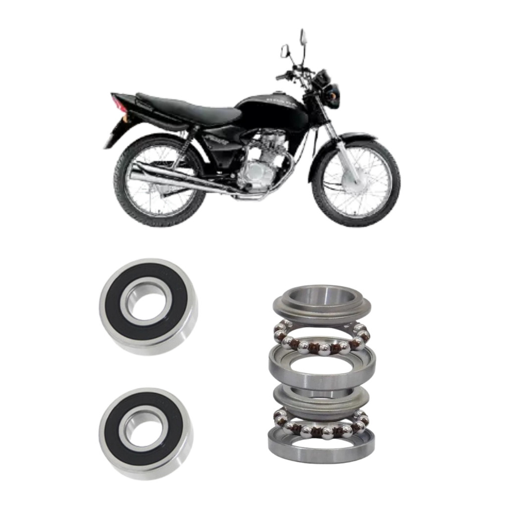 Rolamentos Roda Dianteira + Caixa Direção esférica Honda Titan/Fan 125 2000 - 2008
