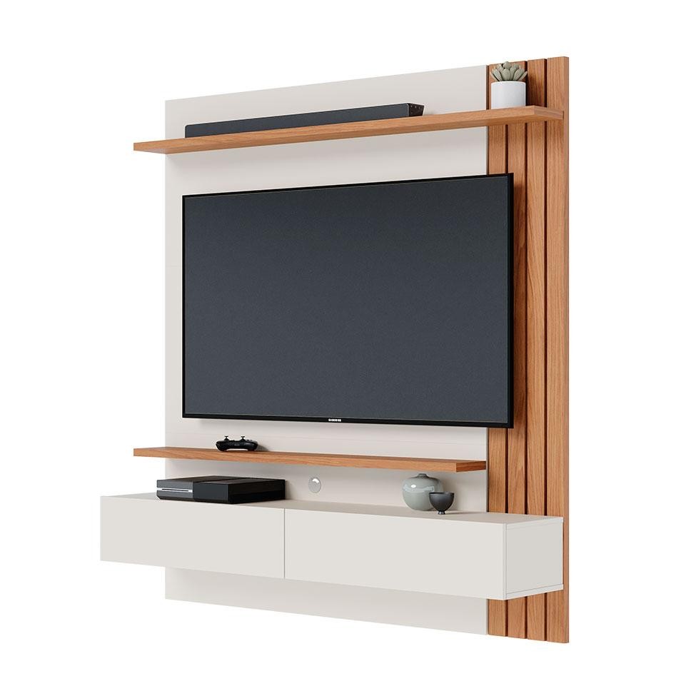Painel de TV até 65 Polegadas Juriti Off White e Freijó em Oferta na Shopee