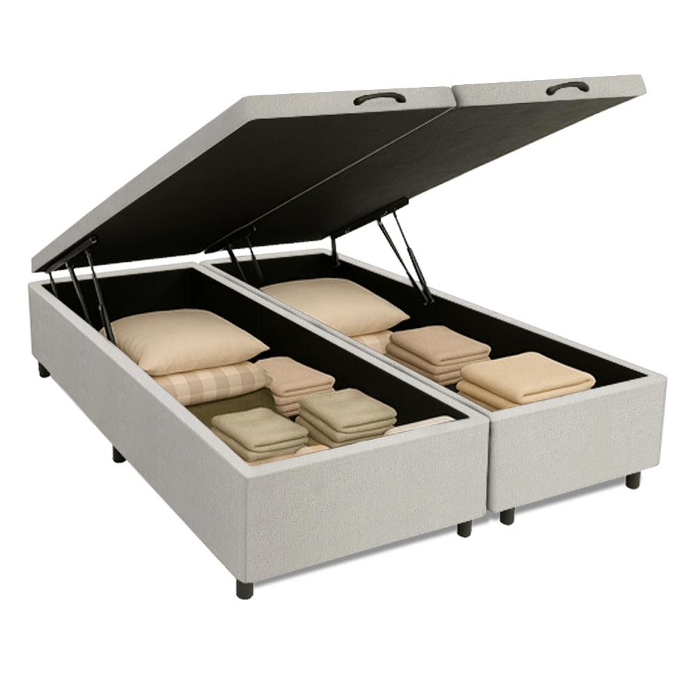 Cama Box Com Baú King 1,93m Prince Branco em Oferta na Shopee