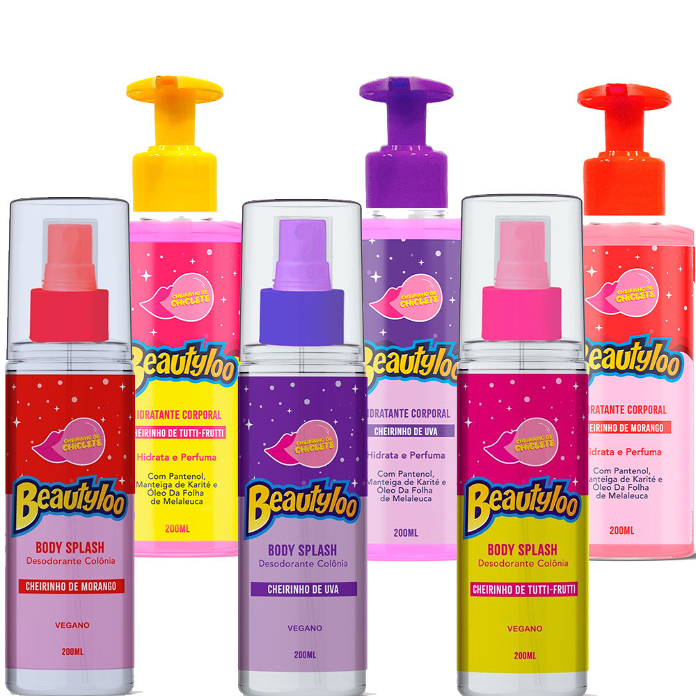 Kit Body Splash e Hidratante Corporal Cheirinho De Chiclete Beautyloo Face Beautiful 200ml em Oferta na Shopee