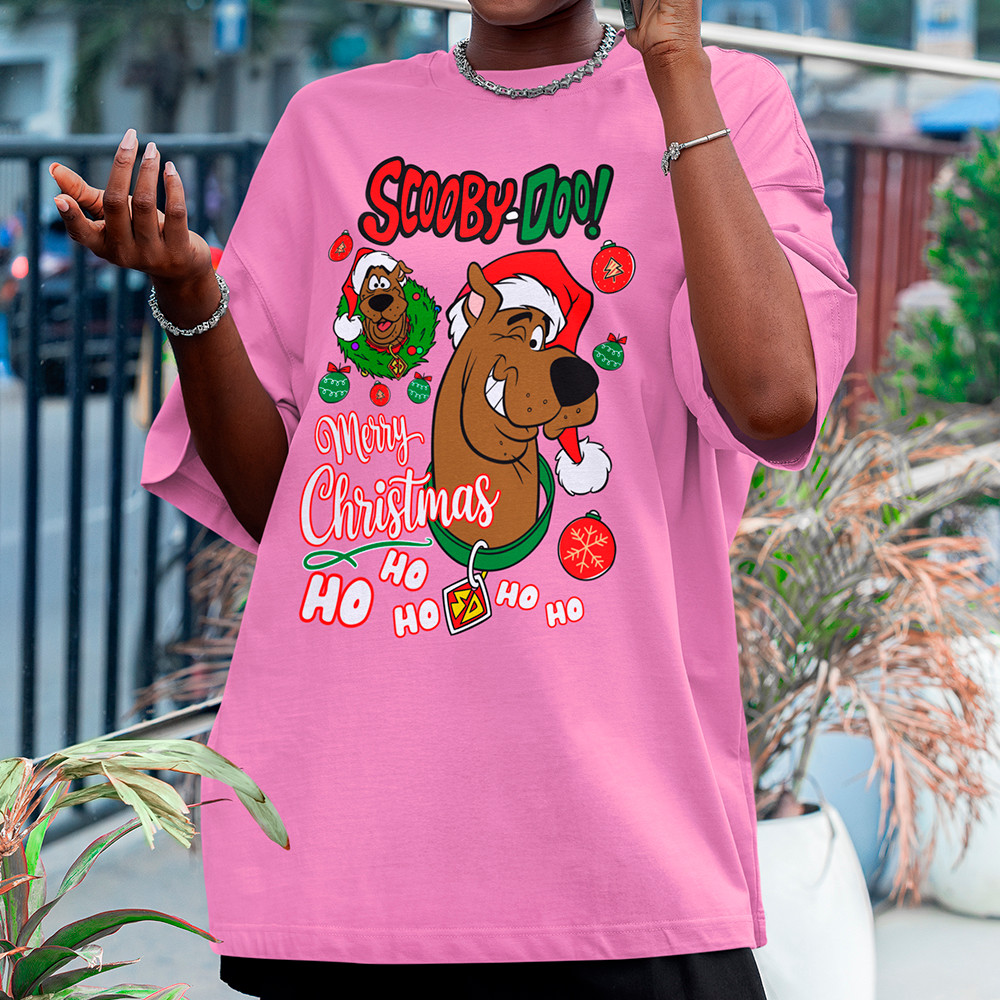 Camiseta Feminina Scooby Doo Papai Noel Merry Christmas Camisa Feliz Natal Blusa Algodão 30.1