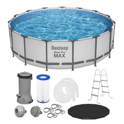 Piscina Estruturada 15232L Bestway Steel Pro MAX 4,27m x 1,22m + Filtro 3028L/h 127V + Capa + Escada