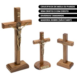 CRUCIFIXOS DE PAREDE OU MESA EM MADEIRA DE DIVERSOS TAMANHOS E MODELOS em Oferta na Shopee